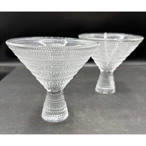 Fortessa Jupiter Beaded Martini Glasses Embossed Beaded Textured Set Of 2